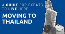 A women with roller luggage and the title: Moving to Thailand: A Guide for Expats to Live Here