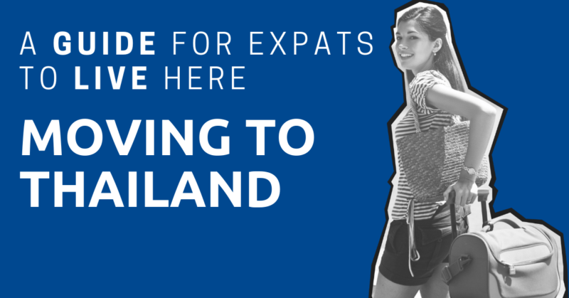 A women with roller luggage and the title: Moving to Thailand: A Guide for Expats to Live Here