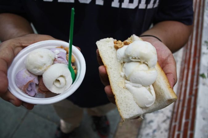 ice cream on a hot dog bun
