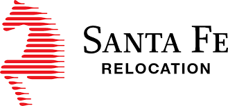 Sante Fe Relocation logo, a red horse and the text: Sante Fe Relocation.
