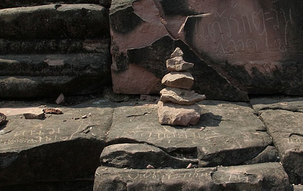 Graffiti at Ancient Khmer Temple in Thailand