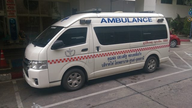 A parked ambulance.