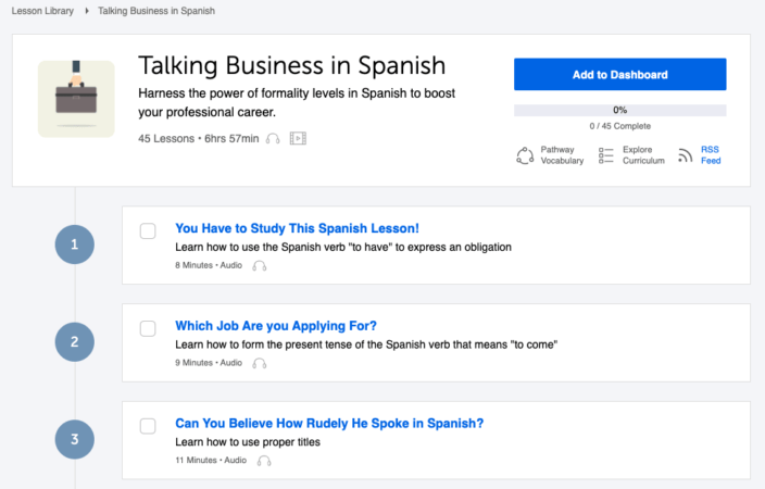 business in Spanish lessons from SpanishPod101