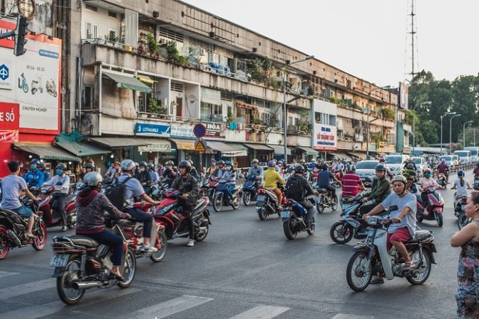 busy street in hcm city