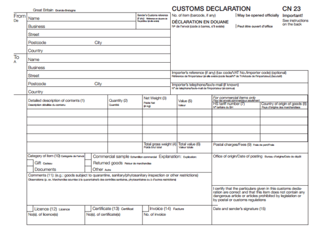 CN23 form