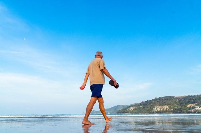 retiree on the beach