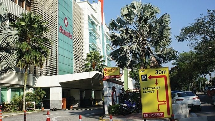 Exterior view of Assunta Hospital in Malaysia