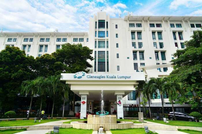 Exterior view of Gleneagles hospital in Kuala Lumpur Malaysia