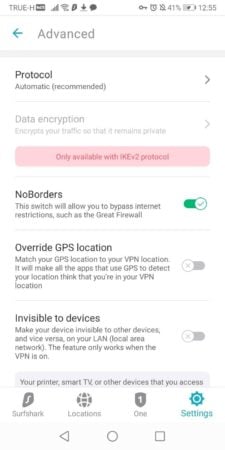 Surfshark Advanced Settings
