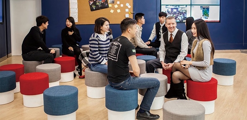 Conversation practice with an adult class at Wall Street English
