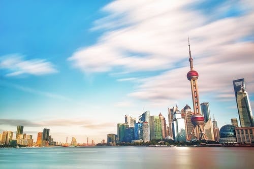 The Shanghai skyline view from the river