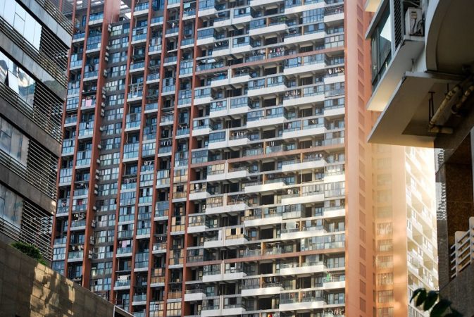 A view of a modern apartment complex in China