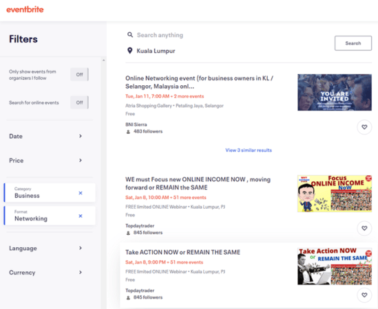 Eventbrite website