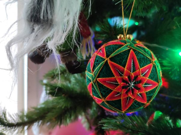 A homemade Christmas tree ornament made from an outdoor market vendor in Chiang Mai.