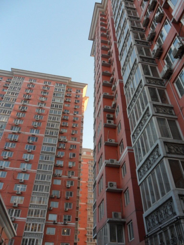 A photo of a normal apartment block in China