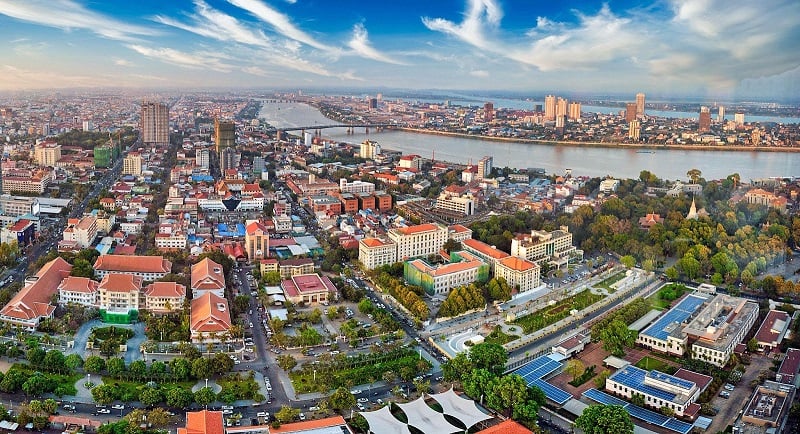 Beautiful view of Phnom Penh from the sky