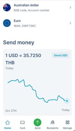 Wise multi-currency account app
