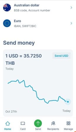 Wise multi-currency account app