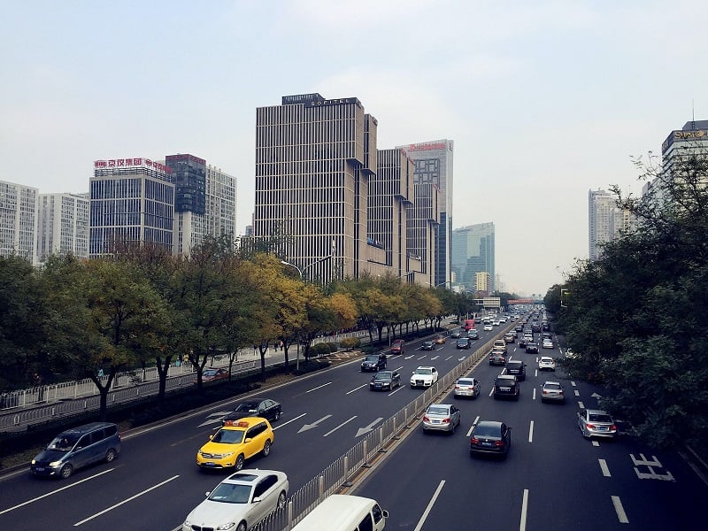 A photo of cars on one of Beijing's ring roads. 