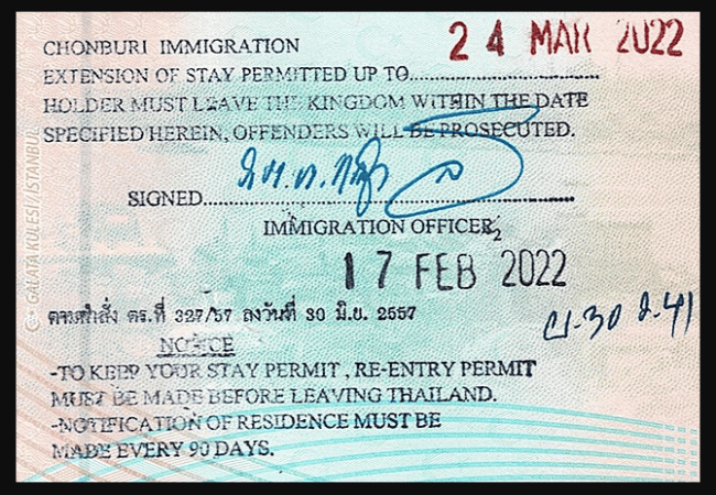 If you are successful in applying for a visa extension in Thailand, you will get an EoS stamp in your passport. 