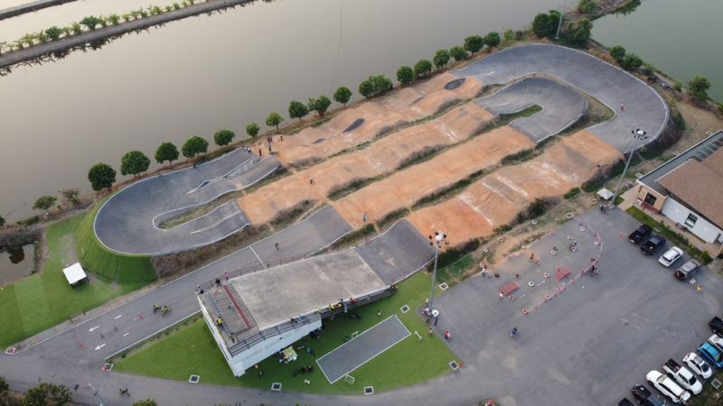 The BMX track at Waree Phirom Sports Center  from the sky. 