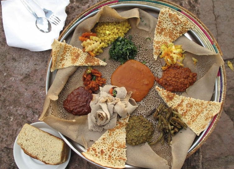 Traditional Ethiopian injera is available in Bangkok. Photo from The Daring Gourmet.