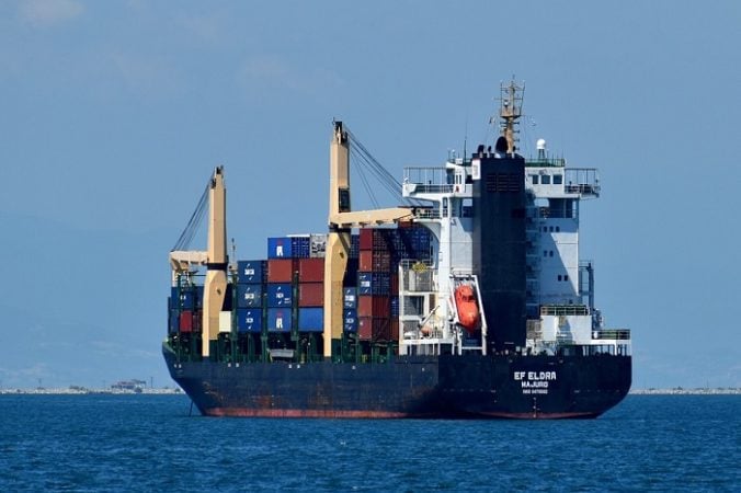 container ship in the sea