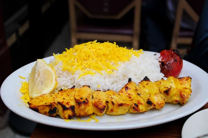 Classic meat kebabs are perfectly aromatic and charcoal grilled at Mohsen in Bangkok. 