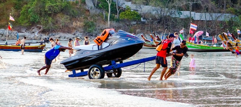 Jet Skis in on the beach in Phuket Thailand