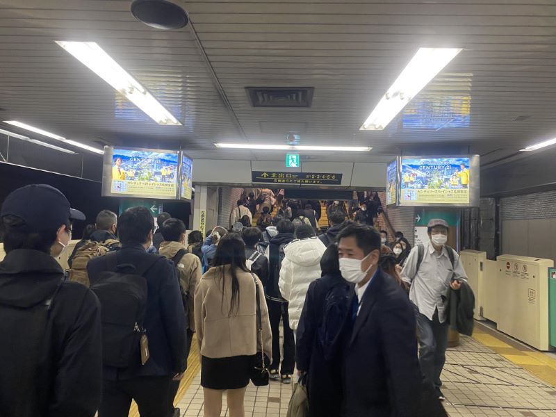 crowded subway in Japan.