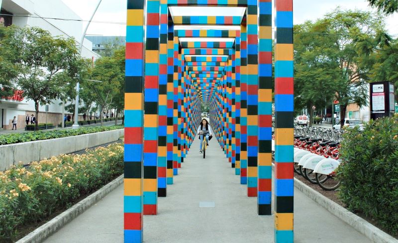 riding a bicycle in Mexico city