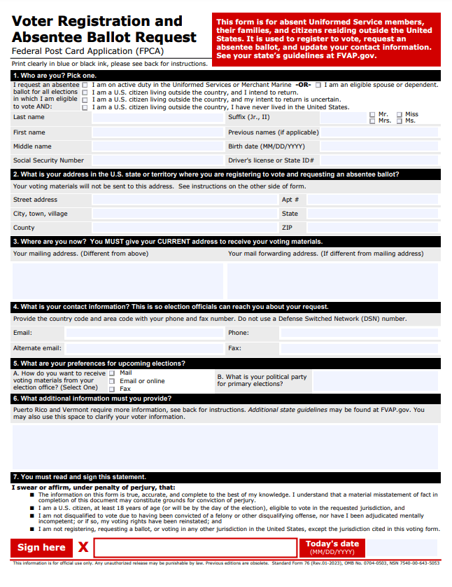 une demande de bulletin de vote par correspondance
