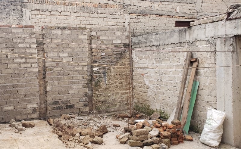 Walls with spaces for rebar columns