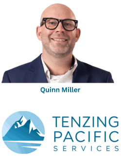 Photo of Quinn Miller and the logo of Tenzing Pacific Services