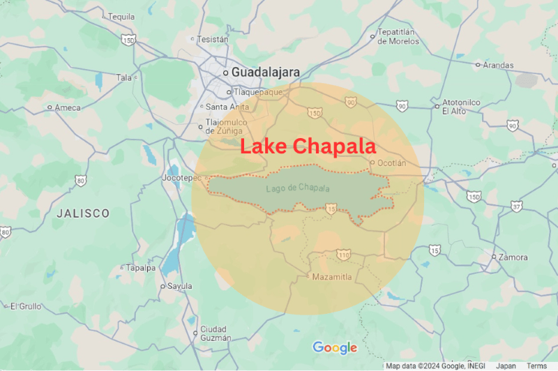 Lake Chapala, Jalisco Mexico map