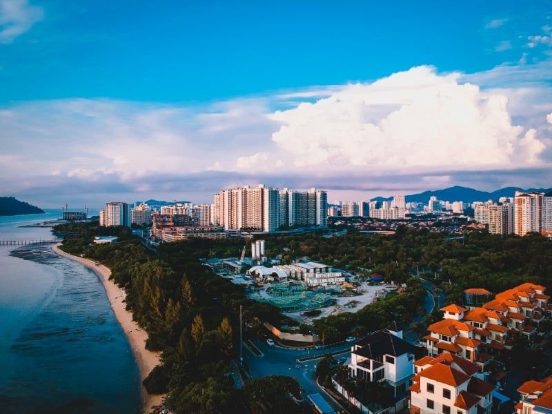 Ein Luftbild von Penang