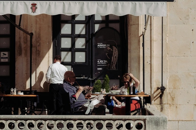 dining outdoors at a restaurant