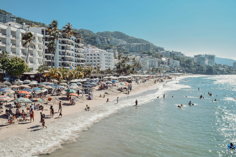 Puerto Vallarta beach full of tourists