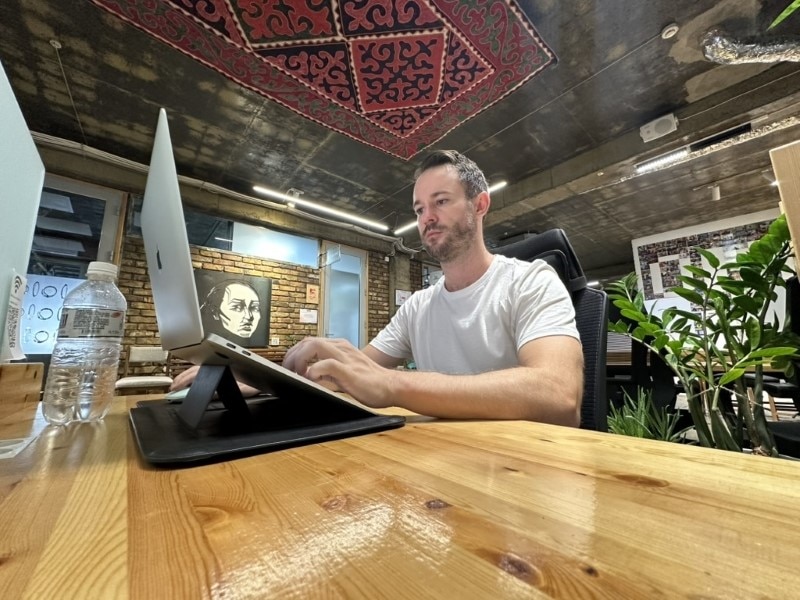 Dan from Dan Around the World working in Kyrgyzstan.