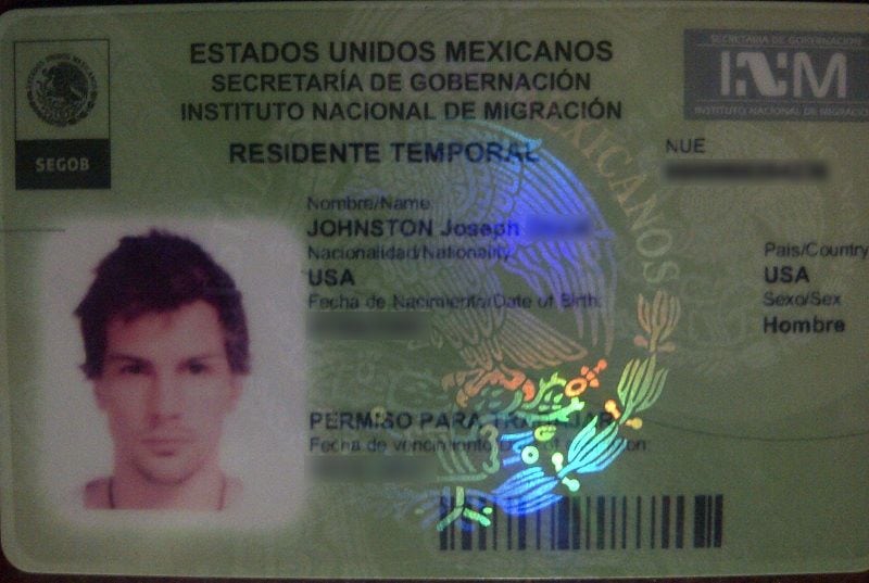 Mexico FM3 temporary residency card