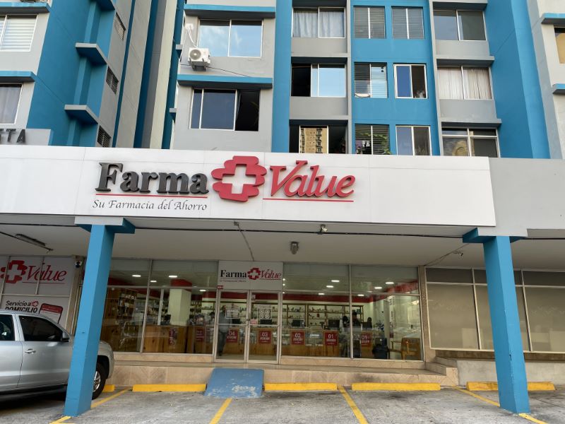 Farma Value pharmacy storefront in Panama