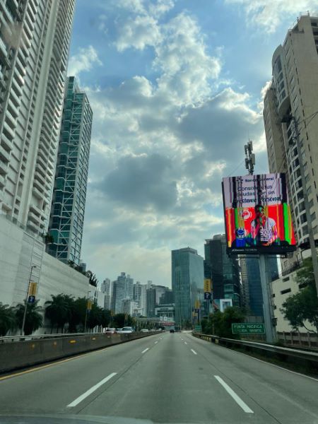 Highway through Panama City with skyscrapers