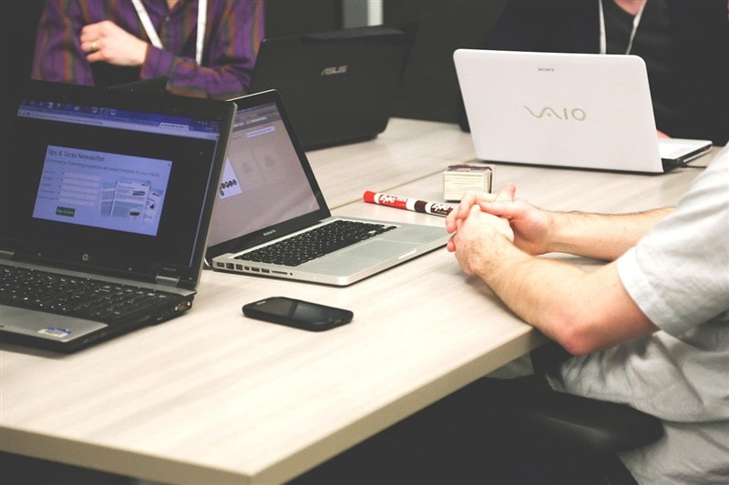 Team working in a startup office