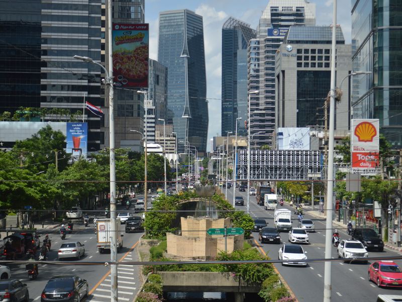 Bangkok business district skyline at Asok