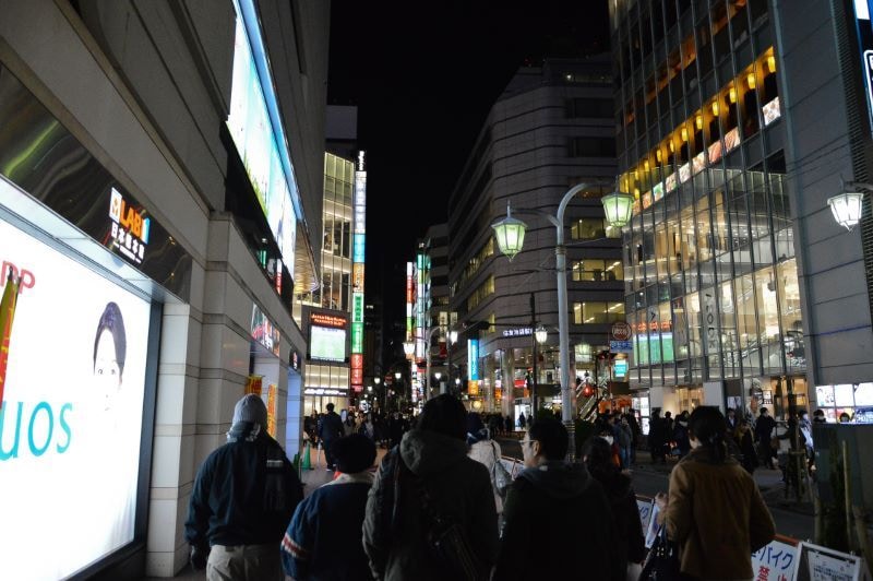 Crowds in Ikebukuro, Tokyo, at night