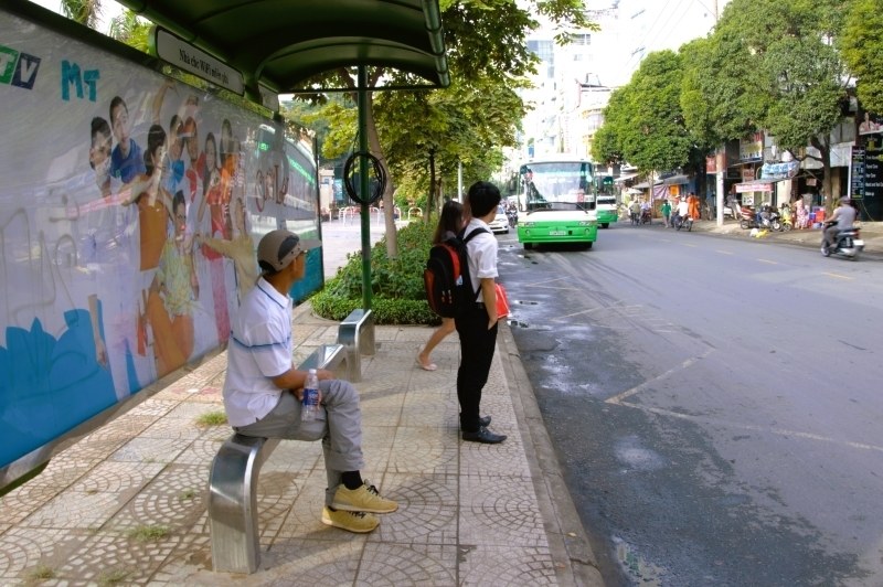 Bus stop in Ho Chi Minh City, Vietnam