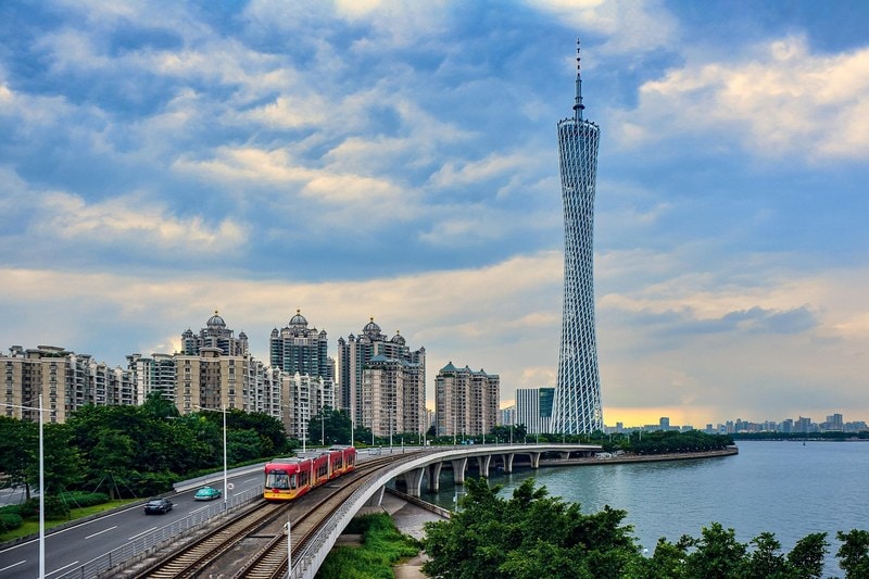 Canton Tower beside the Pearl River in Guangzhou