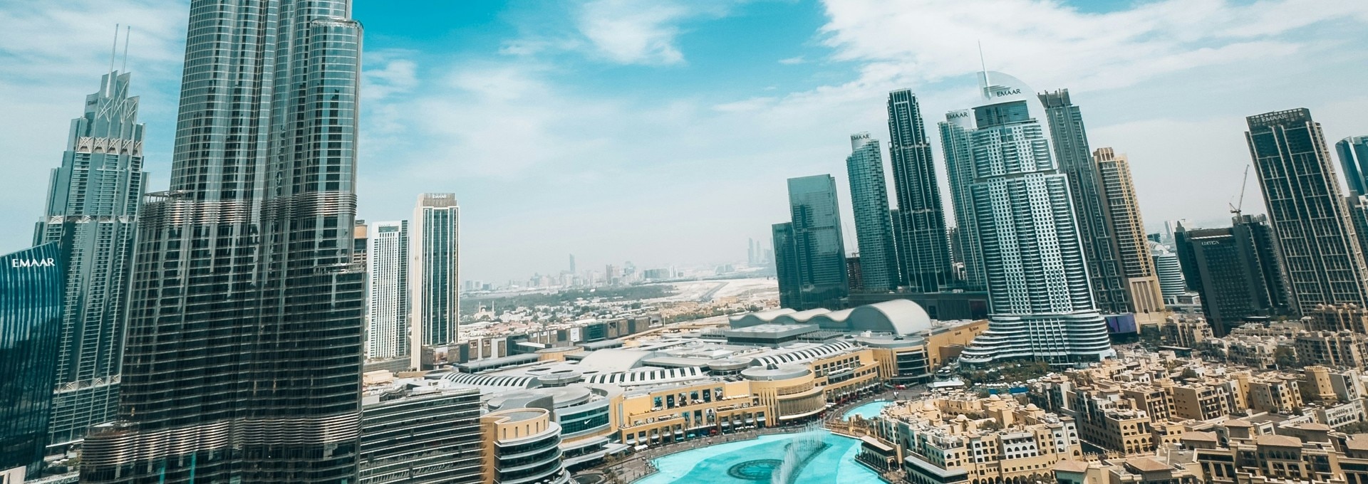 Downtown Dubai skyline with the Burj Khalifa and residential towers
