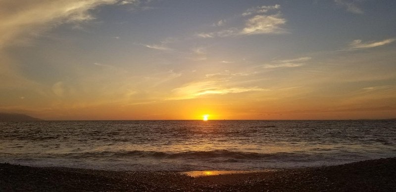 Waves on a Puerto Vallarta beach at sunset