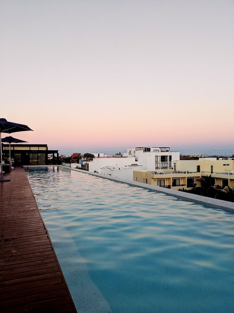 This is a rooftop pool on a Playa del Carmen condo building